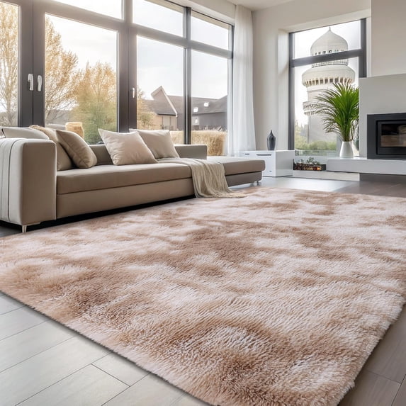 Buganda Soft Shag Area Rug, Washable Non-Slip Rug for Living Room Bedroom, Modern Decor Carpet, 9'X12', Beige