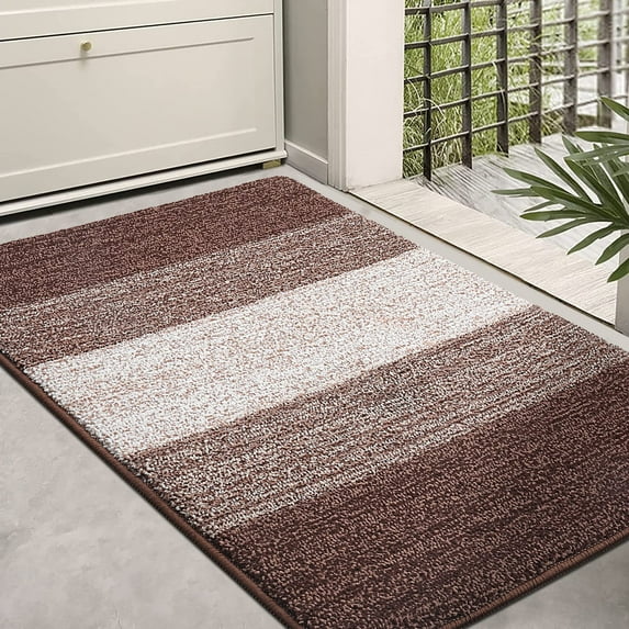 Buganda Striped Indoor Doormats, Absorbent Trapper Dirt Door Mats, Non-Slip Low Profile Inside Door Rugs for Entryway, 24x36, Brown