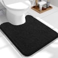 thumbnail image 1 of Buganda Toilet Rugs U-Shaped 24x20, Quick Dry Machine Washable Chenille Bath Mats with Rubber Backing, Black, 1 of 9