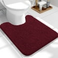 thumbnail image 1 of Buganda Toilet Rugs U-Shaped 24x20, Quick Dry Machine Washable Chenille Bath Mats with Rubber Backing, Burgundy, 1 of 9