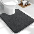 thumbnail image 1 of Buganda Toilet Rugs U-Shaped 24x20, Quick Dry Machine Washable Chenille Bath Mats with Rubber Backing, Dark Grey, 1 of 9