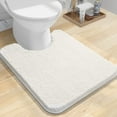 thumbnail image 1 of Buganda Toilet Rugs U-Shaped 24x20, Quick Dry Machine Washable Chenille Bath Mats with Rubber Backing, Ivory, 1 of 9