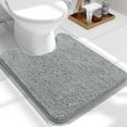 thumbnail image 1 of Buganda Toilet Rugs U-Shaped 24x20, Quick Dry Machine Washable Chenille Bath Mats with Rubber Backing, Light Grey, 1 of 9