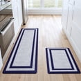 thumbnail image 1 of Buganda kitchen rugs and mats, Sets of 2 Washable Rugs for Kitchen, Non Slip Kitchen Mats for Floor, 17.3"x59"+17.3"x29" Navy Blue, 1 of 9