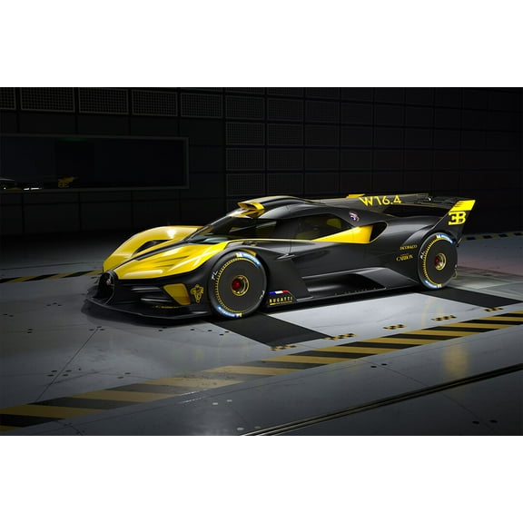 Bugatti Bolide Sports Racing Car Art Wall Decor - 12x18 Inch Laminated Poster - Stunning Detail and Bold Colors