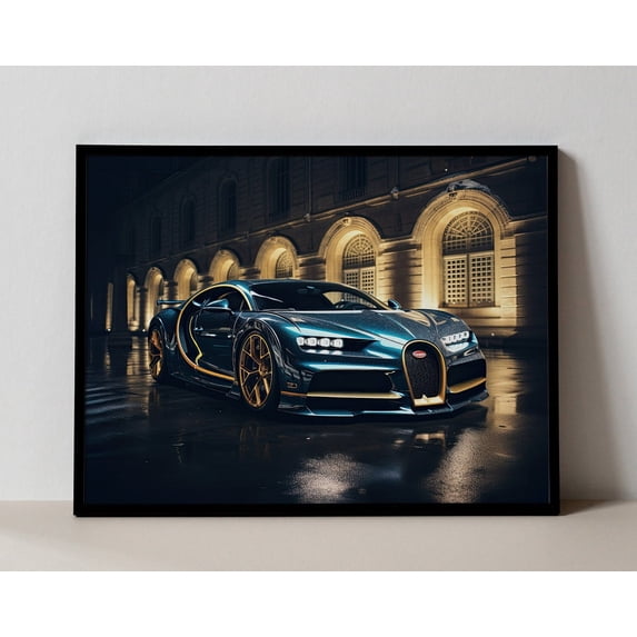 Bugatti Chiron Black Metal Poster Bugatti Car Wall Art Bugatti Wall ...