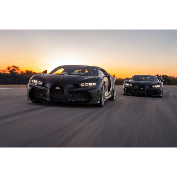 Bugatti Chiron On Road Fast Driving Art Indoor Decor - 20x30 Inch Laminated Poster - Stunning Detail and Bold Colors