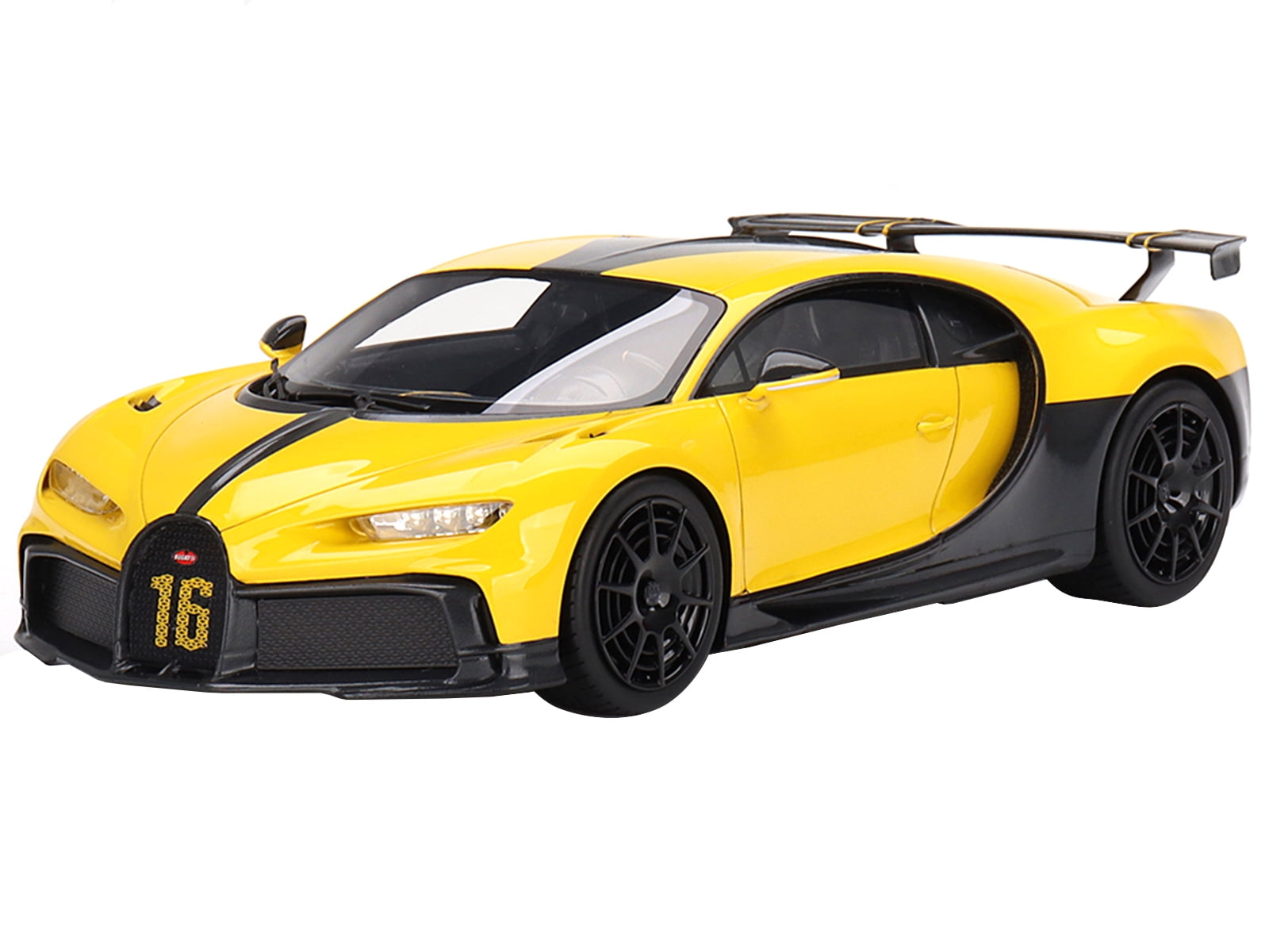 Bugatti Chiron Pur Sport Yellow and Black 1/18 Model Car by Top