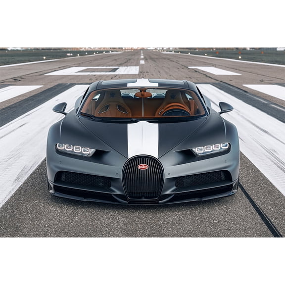 Bugatti Chiron Sport LES Front View Wall Decor - 12x18 Inch Laminated Poster - Stunning Detail and Bold Colors