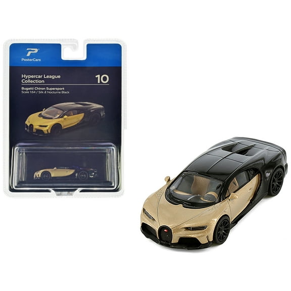 Bugatti Chiron Supersport Silk Gold Metallic and Nocturne Black "Hypercar League Collection" 1/64 Diecast Model Car by PosterCars
