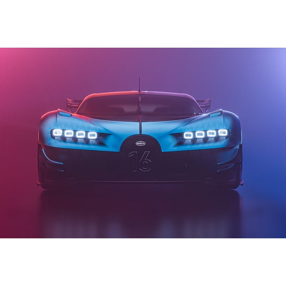 Bugatti Chiron Vision GT Front View Art Home Decor - 24x36 Inch Laminated Poster - Stunning Detail and Bold Colors