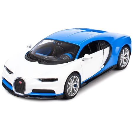Bugatti Chiron White and Blue "Exotics" Series 1/24 Diecast Model Car by Maisto