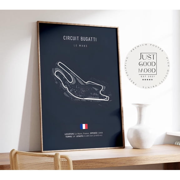 Bugatti Circuit Le Mans Poster, Racetrack Wall Art, Unframed Paper Poster 8x10in