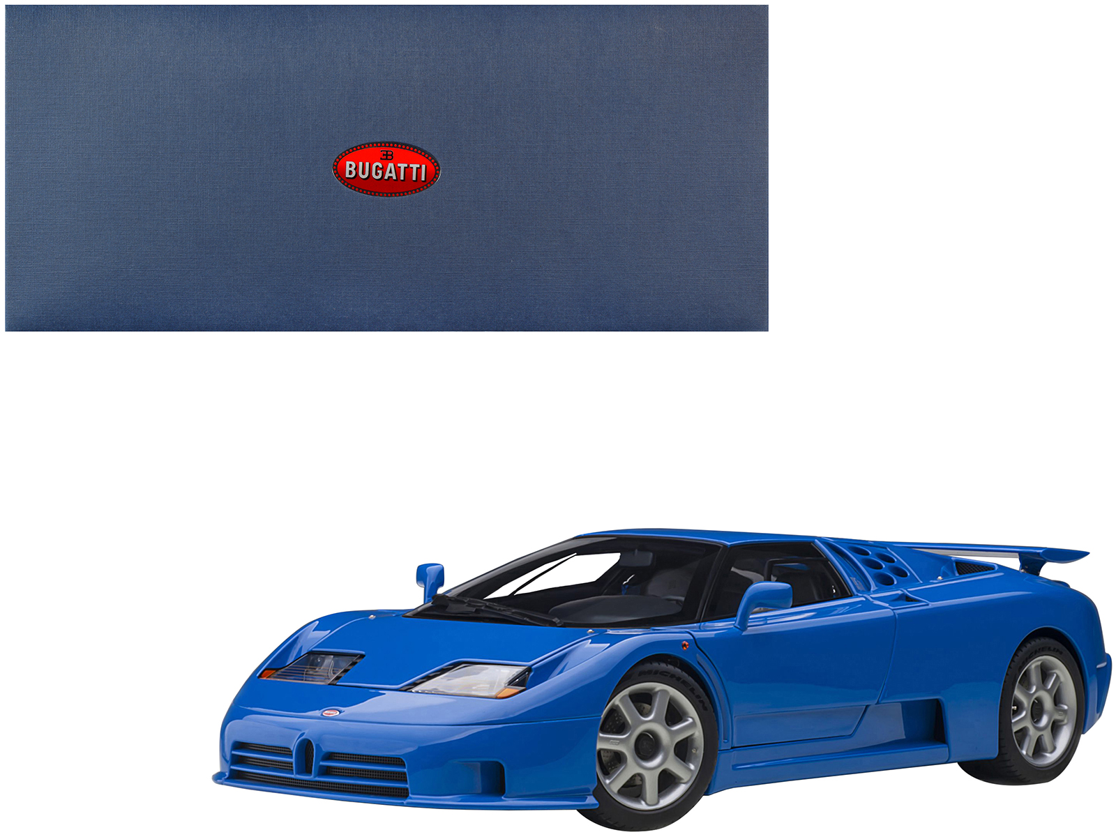 Bugatti EB110 SS Super Sport French Racing Blue With Silver Wheels 1 18 Bugatti EB110 SS Super Sport French Racing Blue With Silver Wheels 1 18