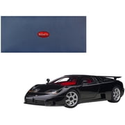 Bugatti EB110 SS Super Sport Nero Vernice Black with Red Interior and Silver Wheels 1 18 Model Car by Autoart