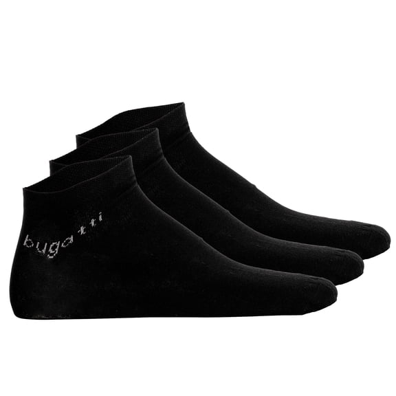 Bugatti Men's Sneaker Socks 3-Pack - Socks Soft Cotton Uni Basic Black 43-46