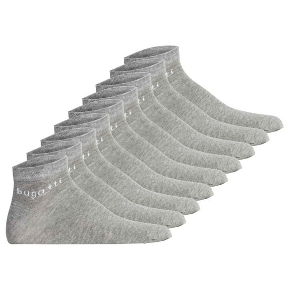 Bugatti Men's Sneaker Socks 9-Pack - Socks Soft Cotton Uni Basic Grey 43-46