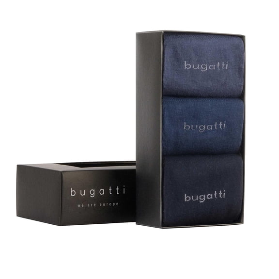 Bugatti Men's Socks, 3-Pack - Basic Gift Box Dark Blue 43-46