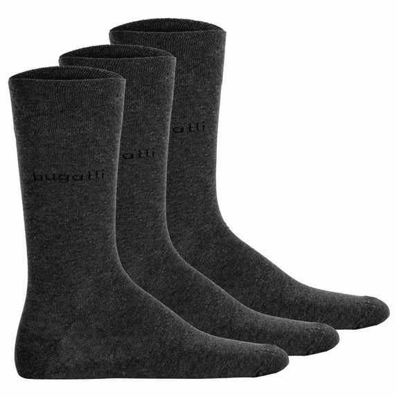 Bugatti Men's Socks, 3-Pack - Socks Soft Cotton Uni Basic Grey 43-46