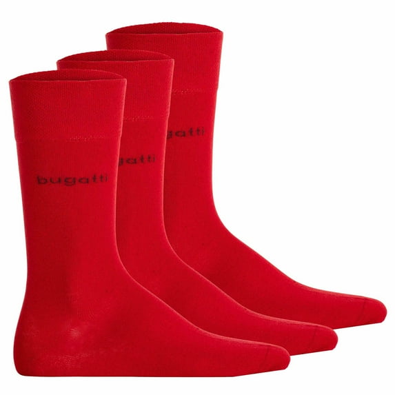 Bugatti Men's Socks, 3-Pack - Socks Soft Cotton Uni Basic Red 43-46