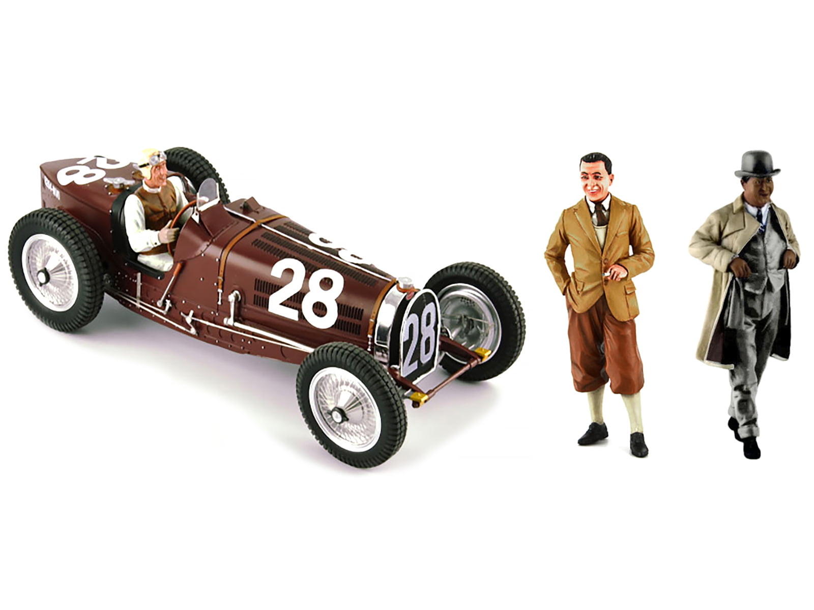 Bugatti T59 #28 Tazio Nuvolari Monaco GP (1934) w/Driver Mounted and  Figures 1/18 Models by Le Mans Miniatures