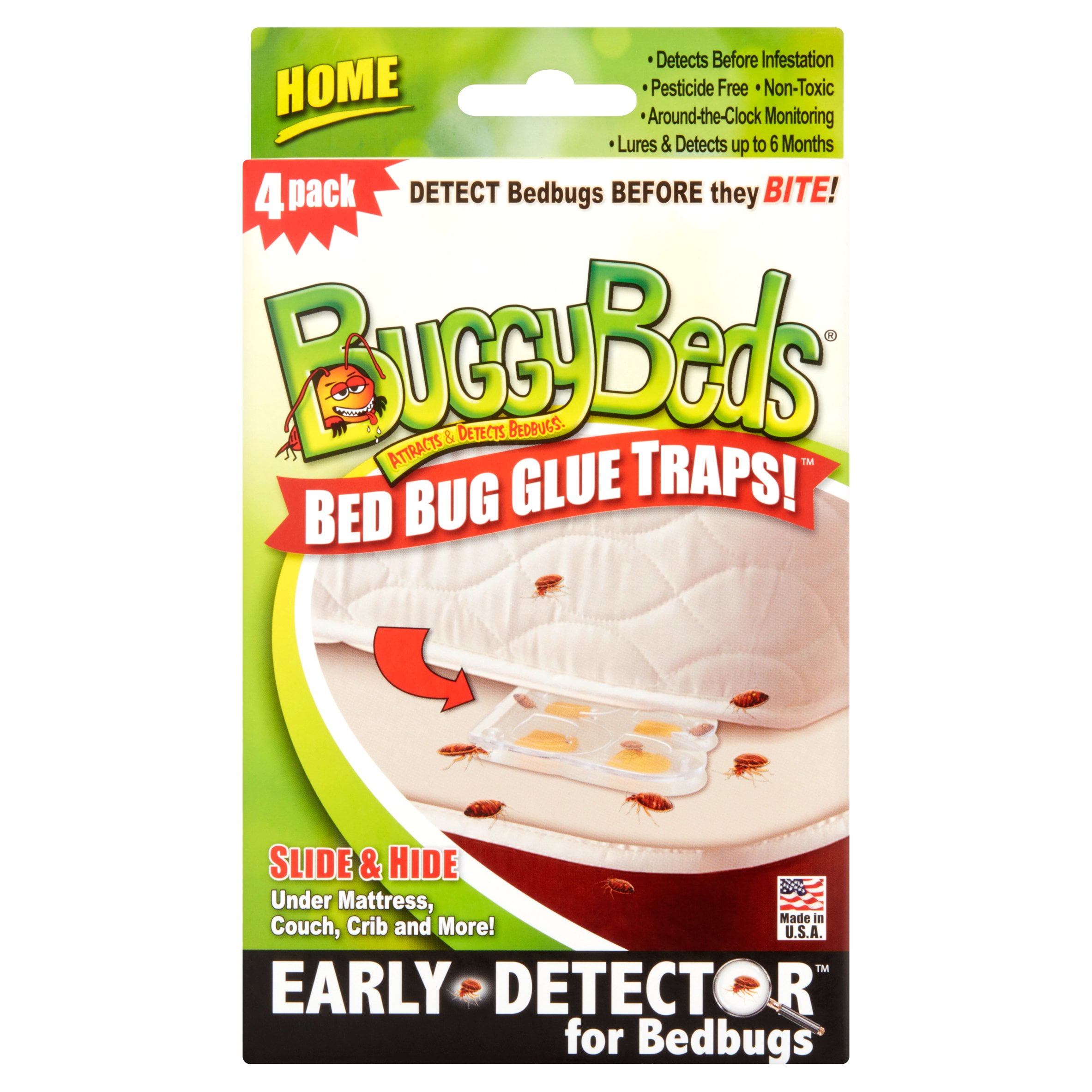 BuggyBeds Early Detector Bed Bug Glue Traps!, 4 count