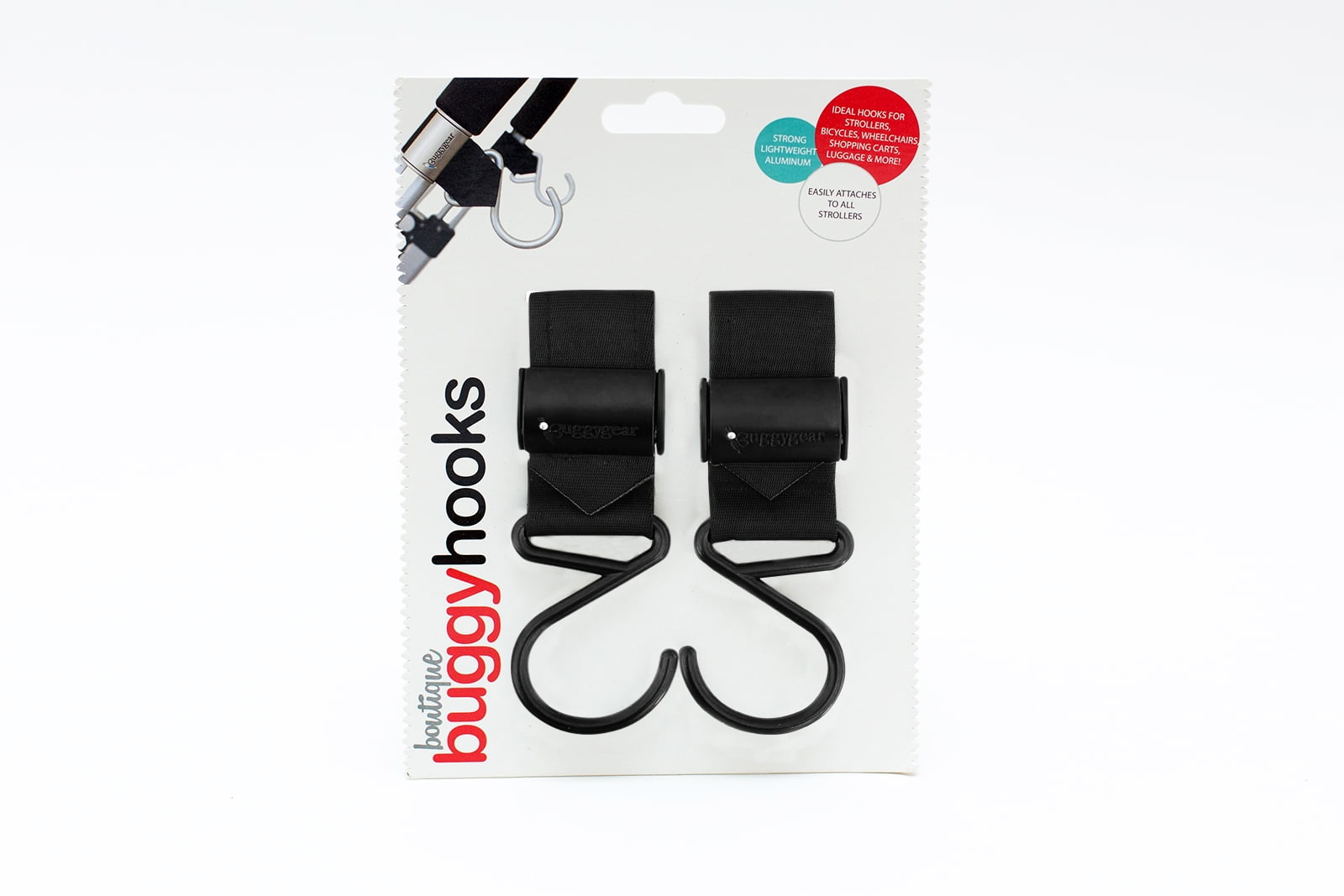 BuggyGear Boutique Stroller Hooks (Set of 2) - Matte Black