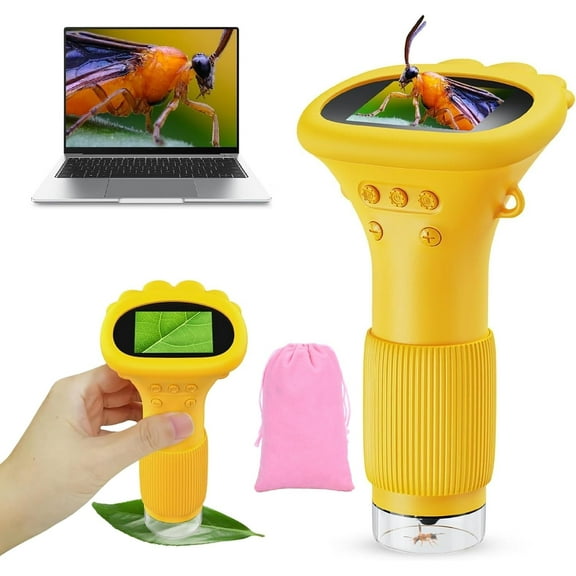 Buggylens Microscope, Digital Microscope, 1000x Handheld Digital Microscopes HD Portable Microscopes (Yellow)