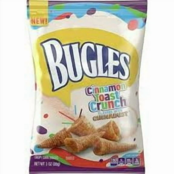 Bugles Cinnamon Toast Crunch Sweet Crispy Corn Snacks 6 Pack, Limited Edition Cone Snack, 3 oz Bags