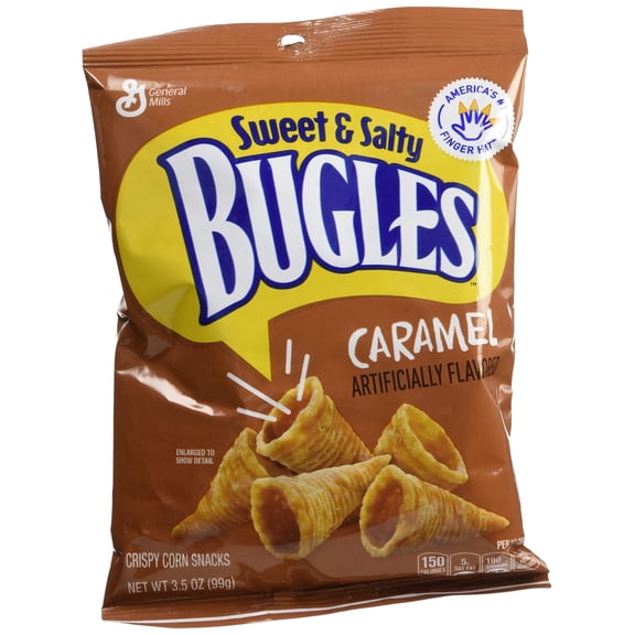 Bugles Corn Snacks, Caramel, 3.5 Oz (Pack of 7)