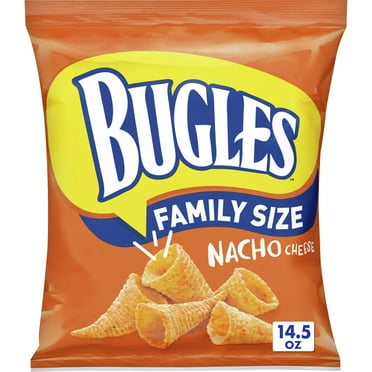 Bugles Nacho Cheese Crispy Corn Snacks, Family Size Snack Bag, 14.5 oz