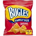 thumbnail image 1 of Bugles Crispy Corn Snacks, Original Flavor, Family Size Snack Bag, 14.5 oz(2 Packs), 1 of 5
