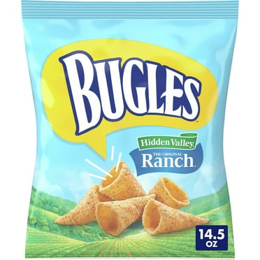 Bugles Crispy Corn Snacks, Hidden Valley Ranch Flavor, Snack Bag, 14.5 oz