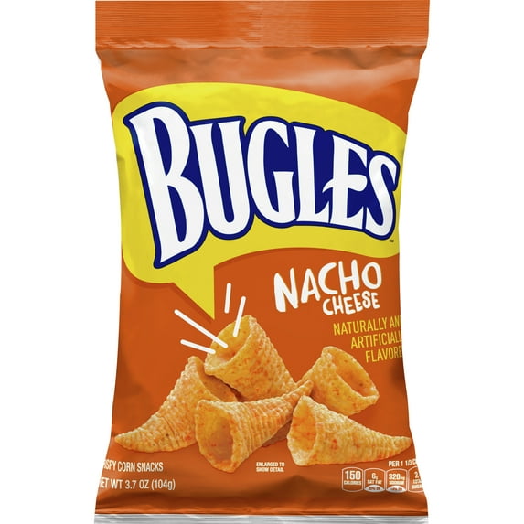 Bugles Nacho Cheese Crispy Corn Snacks, 3.7 oz Bag
