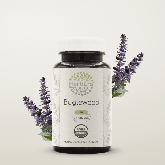 HerbEra Bugleweed Capsules, Organic Herbal Dietary Supplement for Hormonal Balance Support, Certified Organic Bugleweed (Lycopus Virginicus) Dried Herb Capsules, Natural, 60 Capsules