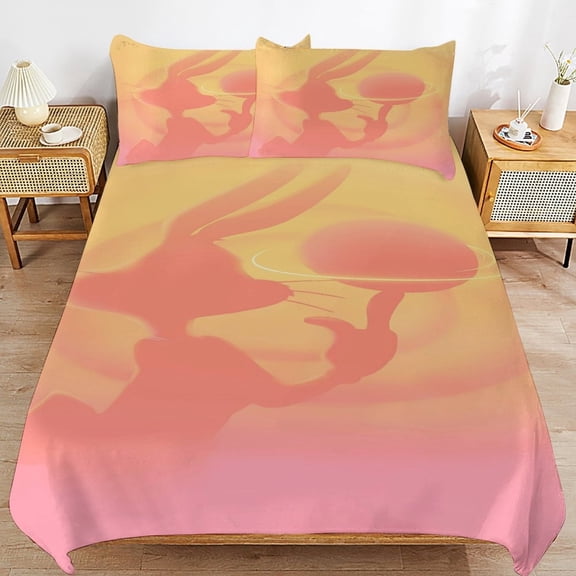 Bugs-Bunny 3 Piece Bedding Set, 1 Duvet Cover And 2 Pillowcases, Ultra Soft Breathable Printed Duvet Cover Set For Teen Women And Men 90"x90"