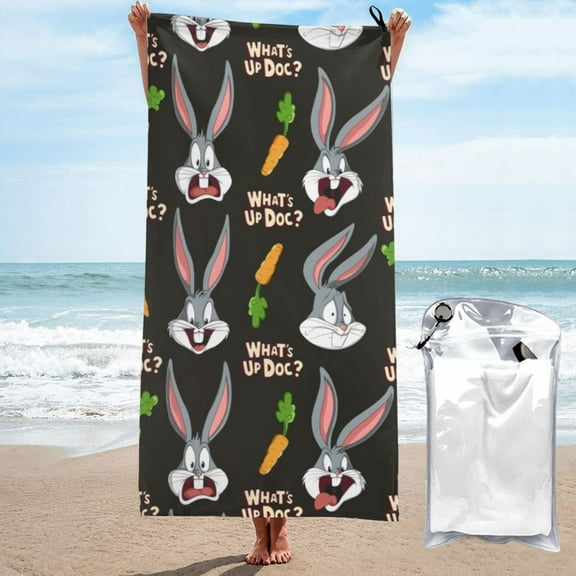 Bugs Bunny Beach Towels Lightweight Sand Free Oversized Large Bath Towel Quick Dry Absorbent Towel for Travel Swim Pool Gym Yoga Camping Outdoor 27.5"X55"