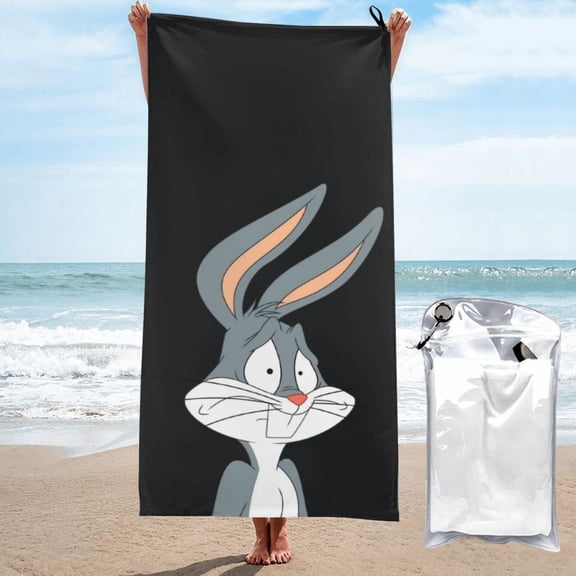 Bugs Bunny Beach Towels Lightweight Sand Free Oversized Large Bath Towel Quick Dry Absorbent Towel for Travel Swim Pool Gym Yoga Camping Outdoor 27.5"X55"