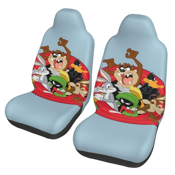 Bugs Bunny Car Seat Covers 2 Pack Cartoon Print Front Seat Covers Interior Accessory Universal Vehicle Seat Protector Fit for Car Auto Truck Van SUV Sedan
