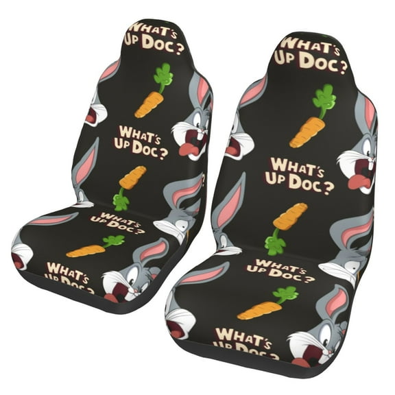 Bugs Bunny Car Seat Covers 2 Pack Cartoon Print Front Seat Covers Interior Accessory Universal Vehicle Seat Protector Fit for Car Auto Truck Van SUV Sedan