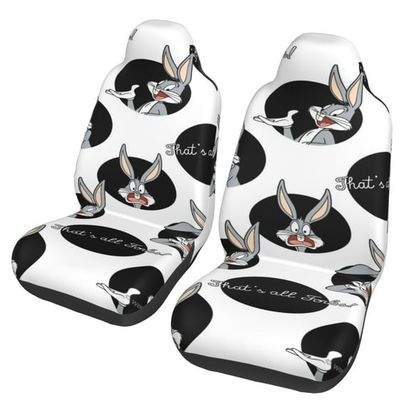 Bugs Bunny Car Seat Covers 2 Pack Cartoon Print Front Seat Covers Interior Accessory Universal Vehicle Seat Protector Fit for Car Auto Truck Van SUV Sedan