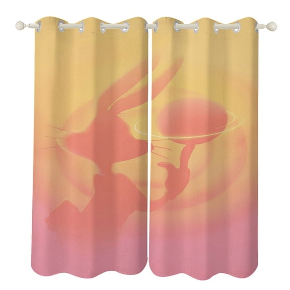 Bugs-Bunny Curtains - Perforated Blackout Thermal Insulated Drapes for Adults And Teen for Kids Room, Bedroom, Living Room - 2 Panels 52"x72"