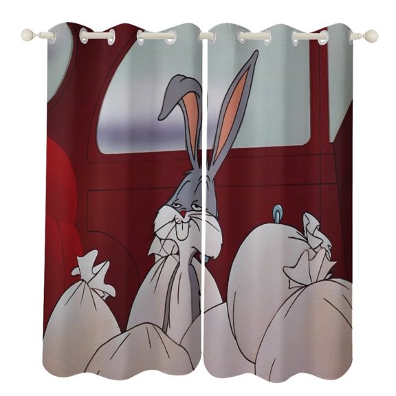 Bugs-Bunny Curtains - Perforated Blackout Thermal Insulated Drapes for Adults And Teen for Kids Room, Bedroom, Living Room - 2 Panels 52"x72"