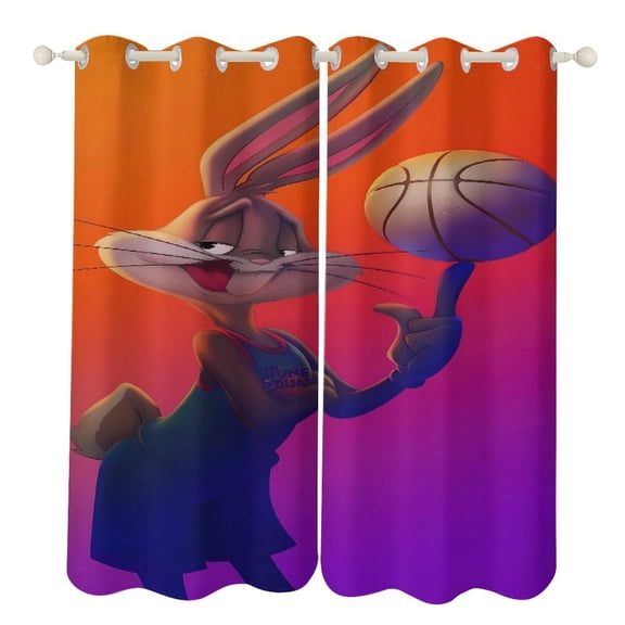 Bugs-Bunny Curtains - Perforated Blackout Thermal Insulated Drapes for Adults And Teen for Kids Room, Bedroom, Living Room - 2 Panels 52"x72"