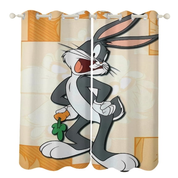 Bugs-Bunny Curtains - Perforated Blackout Thermal Insulated Drapes for Adults And Teen for Kids Room, Bedroom, Living Room - 2 Panels 52"x72"