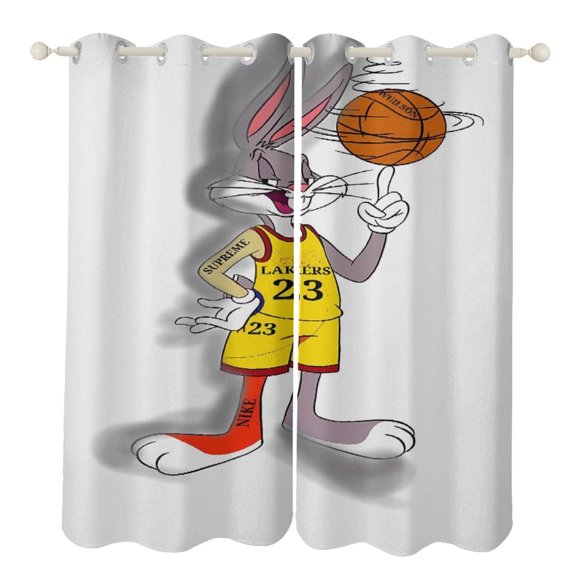 Bugs-Bunny Curtains - Perforated Blackout Thermal Insulated Drapes for Adults And Teen for Kids Room, Bedroom, Living Room - 2 Panels 52"x72"