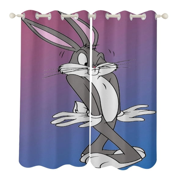 Bugs-Bunny Curtains - Perforated Blackout Thermal Insulated Drapes for Adults And Teen for Kids Room, Bedroom, Living Room - 2 Panels 52"x84"