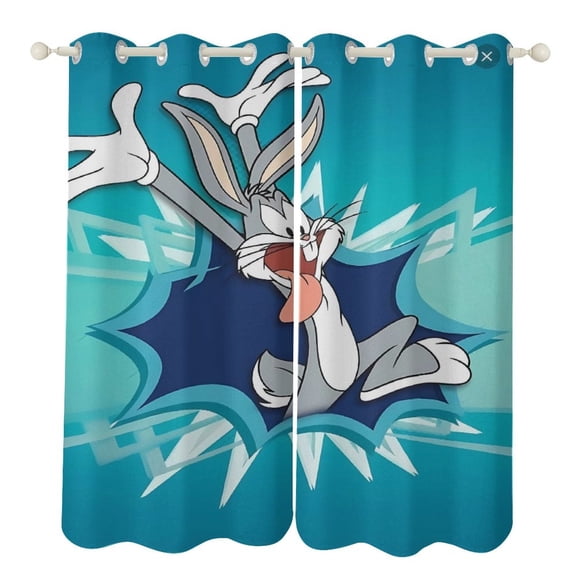 Bugs-Bunny Curtains - Perforated Blackout Thermal Insulated Drapes for Adults And Teen for Kids Room, Bedroom, Living Room - 2 Panels 52"x84"