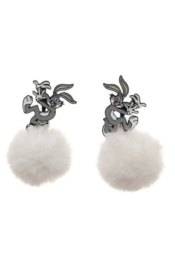 Bugs Bunny Earrings With Dangle Pom Looney Tunes Fan Jewelry