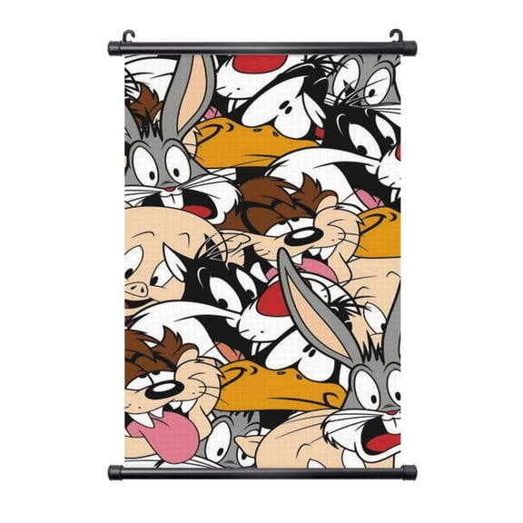 Bugs Bunny Hanging Poster Plastic Shaft Canvas Wall Hanging Banner Wall Art Painting Artwork Decor For Home Living Room Bedroom Office 16"X24"